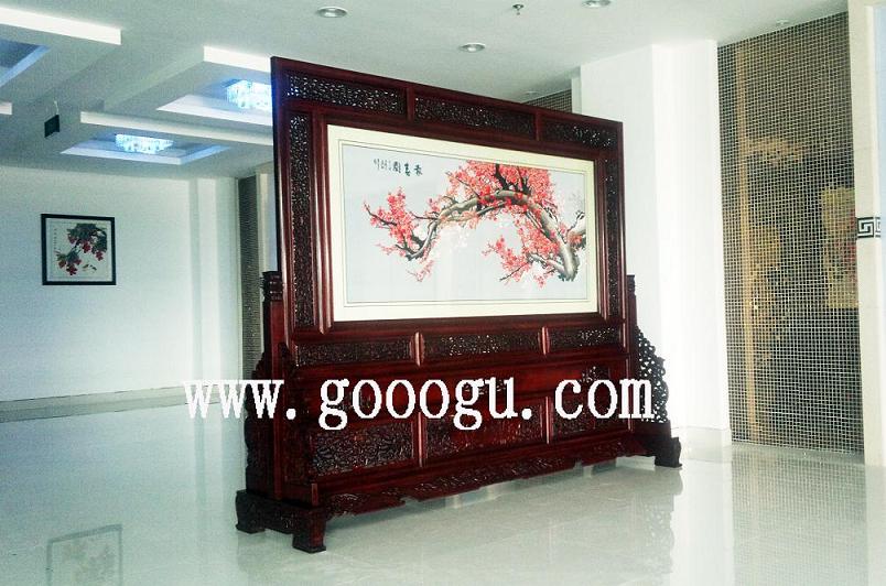 嘉善廣播電視臺雙面繡屏風(fēng)，報(bào)春圖屏風(fēng)，手工刺繡屏風(fēng)，大廳屏風(fēng)擺件
