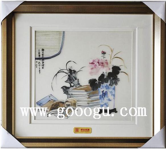 蘇繡靜物畫，手工刺繡線條靜物畫，高檔蘇繡畫
