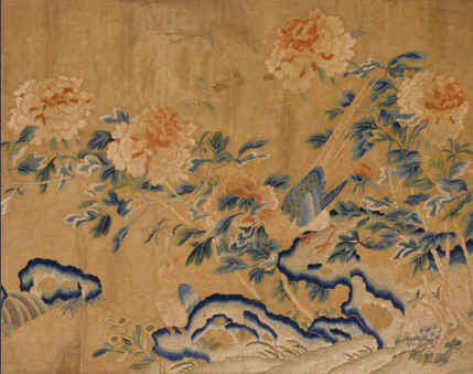 故宮繡品，刺繡收藏品，刺繡牡丹雉雞圖